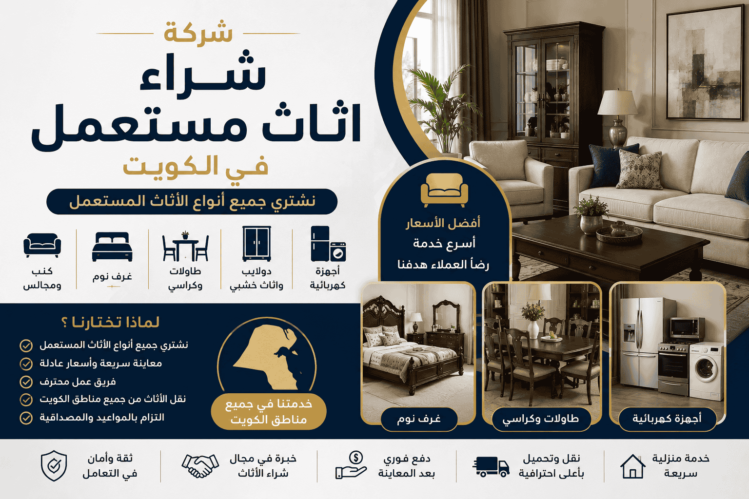 شراء عفش ومفروشات مستعملة بالكويت بافضل تقدير